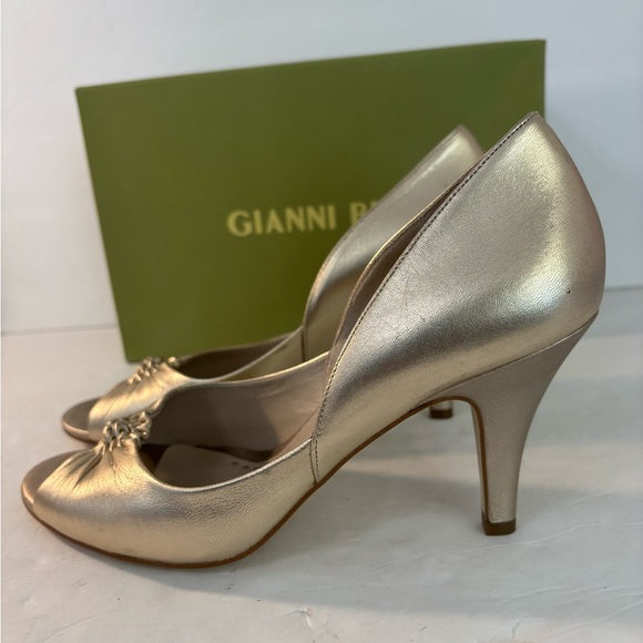 GIANNI BINI Gold Open-Toe Pumps Size 8.5 - Picture 6 of 8